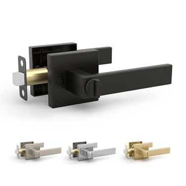 Mega Handles ROBELL Privacy Door Handle with Lock Door Handles for Bedrooms Bathroom Modern Interior Door Levers with Handle Lock Matte Black 1 Pack