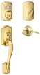 SCHLAGE Schlage FE365CAMACCLH Left Handed Camelot Electronic Handleset with Accent Le Lifetime Polished Brass