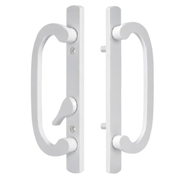 Teilmix Sliding Patio Door Handle Replacement with Zinc Diecast IE Pulls Offset Thumbturn Fits 112 to 214 Thick Door 31516 Hole Center NonHanded Only White Handle not Center