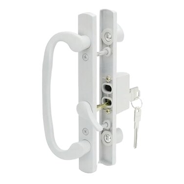 Wynn Hardware 85 Legacy Sliding Patio Glass Door Offset Latch White Handle Set with Keys Sash Controls 2265 Keyed Lock Fits 31516 Screw Hole Spacing and 114 to 214 Door Thickness