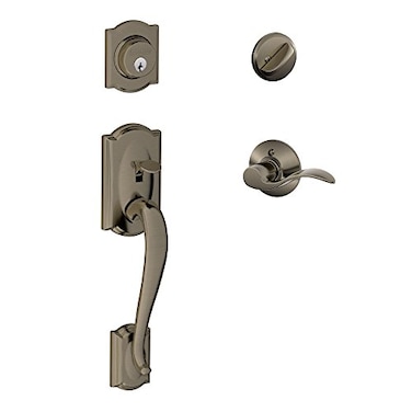 SCHLAGE Camelot Single Cylinder Handleset and Left Hand Accent Lever Antique Pewter F60 CAM 620 Acc LH