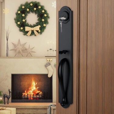 NEWBANG Keyed Entry Door Handleset with Full Palte in Matte BlackKeyed Entry SetMDHST2018DB