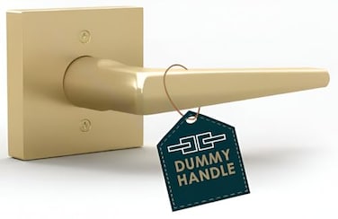 Mega Handles Schein Dummy Door Handles 1 Pack Heavy Duty Gold Door Handle NonTurning Door Handle for Hallway Closet French Doors Single Side Fits All Standard Doors Satin Brass