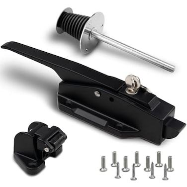 Preruner Walk in Cooler Door Handle Walk in Cooler Door Closer Complete Latch Kit Freezer Doors Handle Mystic Black 18 in to 14 inFlush
