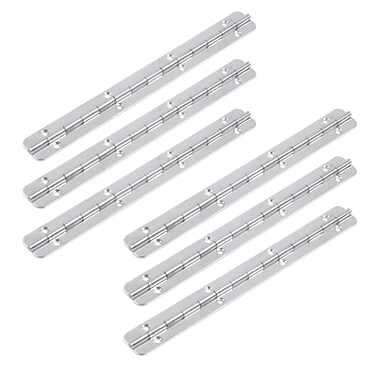 Oedema 63 Continuous Piano Hinges Iron Continuous Hinge 6PCS Piano Hinge with Screws for Cabinet Doors DIY Wooden Projects 075 Open Width Silver