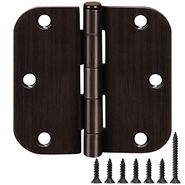 TDCHINGES 18 Pack Oil Rubbed Bronze Door Hinges 35 x 3 12 Inch Black Brushed Interior Hinge Rounded 58 Radius Corner 3 Iron Residential Standard Bedroom Bifold Single Double Doors Hardware Kit