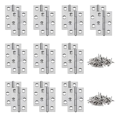 Caldeum 20 Pcs Metal Hinges Folding Butt Hinge 2 Inch Door and Window Gift Box Cabinet Hinge with 120 ScrewsApply to Manual Work DIY Design