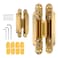 zeyuansen 6 2 pcs Hidden Hinges for Doors Invisible Hinges Concealed Zinc Alloy 180 Degree Swing 3 Way Adjustable Butt Silent Door Hinge 6 x 25 x 1 inch Gold