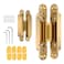 zeyuansen 6 2 pcs Hidden Hinges for Doors Invisible Hinges Concealed Zinc Alloy 180 Degree Swing 3 Way Adjustable Butt Silent Door Hinge 6 x 25 x 1 inch Gold
