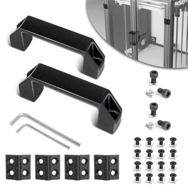 Air Jade 2 Sets Door Handles and Alloy Hinges Installation Kit for 2020 Series 6mm TSlot Aluminum Extrusion Aluminum Frame Hardware Includes 20 Pcs Hex Screws 20 Pcs TNuts and 2 Pcs Wrenches