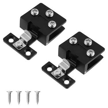 Antrader 2 Pcs Glass Cabinet Door Hinges Wine Cabinet Clamps Display Gate Hinges Zinc Alloy Matte Black No Need to Drill Hole