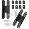 AnvFlik 2Pack 7 inch Black Hidden Door Hinges Heavy Duty Zinc Alloy Invisible Hinges Concealed 180 Degree Swing Hinge 3 Way Adjustable Butt Hinge