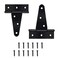 Auxdee 2 Pack 4 Inch TStrap Shed Door Hinges Heavy Duty Barn Door Gate Hinges with Screws Tee Hinges for Wooden Fences Yard Patio Door Black Wrought Hardware Iron Rustproof