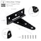 Auxdee 2 Pack 4 Inch TStrap Shed Door Hinges Heavy Duty Barn Door Gate Hinges with Screws Tee Hinges for Wooden Fences Yard Patio Door Black Wrought Hardware Iron Rustproof