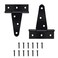 Auxdee 2 Pack 4 Inch TStrap Shed Door Hinges Heavy Duty Barn Door Gate Hinges with Screws Tee Hinges for Wooden Fences Yard Patio Door Black Wrought Hardware Iron Rustproof