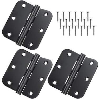 qtanber Ball Bearing Door Hinges 35 Stainless Steel Door Hinges 35X 35 Residential Doors Hardware with 58 Radius Corner NonRemovable Pin 3 Pack Black 3 Pack