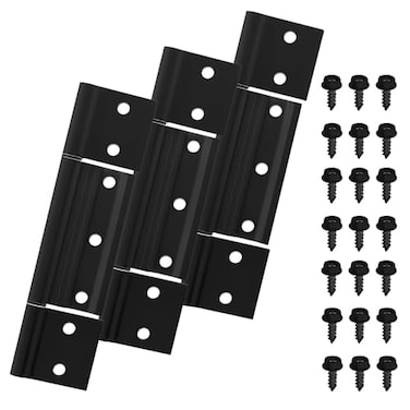 BANLIN 3Pack Screen Door Hinges Black Aluminum 18 inch Grooved Center Black Storm Door Hinges Compatible with Most Screen Doors