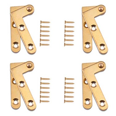 BOLWHAO 360 Degree Rotatable Door Pivot Hinges Antique Cabinet Door Hidden Copper Hinge for Windows Fence Sheds Kitchen Gate Closet Cupboards 4 Pieces LShape