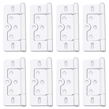 Mcredy Cabinet Hinges 3 Inch NonMortise Door Hinges Metal Removable White 8 Packs