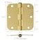 Design House 10Pack 35Inch x 35Inch Interior Door Hinges with 58Inch Radius Satin Brass Heavy Duty Steel Construction Left or RightHanded 181404