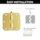 Design House 10Pack 35Inch x 35Inch Interior Door Hinges with 58Inch Radius Satin Brass Heavy Duty Steel Construction Left or RightHanded 181404