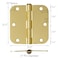 Design House Plain Bearing Door Hinge 3Pack 312 x 312 in 58 in Radius Satin Brass Steel Removable Pin 181396