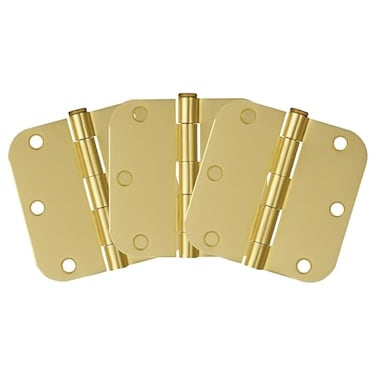 Design House Plain Bearing Door Hinge 3Pack 312 x 312 in 58 in Radius Satin Brass Steel Removable Pin 181396