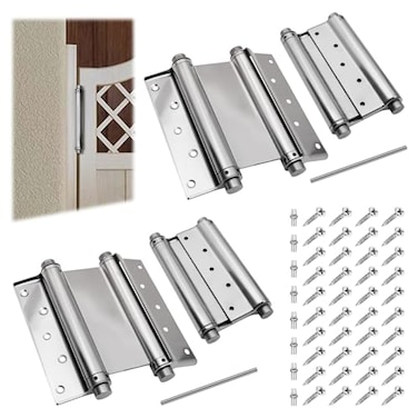 Dtructiew DTRUCTIEW 6 Double Action Spring Hinges 4 Pack Stainless Steel Self Closing Door Hinges for IndoorOutdoor Saloon Cafe Pub Swinging Doors Including Pins and Screws