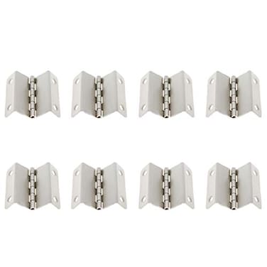 FarBoat 8Pcs Swing Hinge Expandable Offset Cabinet Door Hinges Satin Nickel Metal Hardware with Mounting Screws MShape 4 Holes
