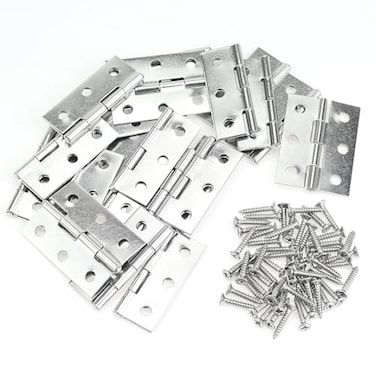 Favordrory 20 Pieces Stainless Steel Folding Hinges 175 Inch Cabinet Hinge Door Hinge with Screws for Wooden Box Small Crafts and Lightweight Projects