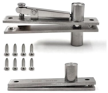 FlixGrdy Heavy Duty Stainless Steel Wood Door Pivot Hinges 360 Degree Rotation Adjustable Swing Mount