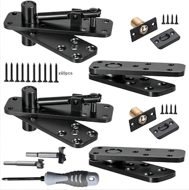 HFCENXIE Hidden Door Hinge570Lbs LoadBearing Thickened Solid Stainless Steel Heavy Duty 360 Swinging Pivot Hinge for Secret Doors Bookcase Murphy Shelf Doors Includes Hardware Kit 2SET