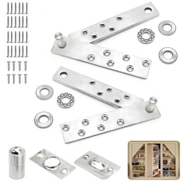 Tantopoer Hidden Door Hinges Pivot Hinges 360degree Rotating Murphy Bookcase Secret Door Hinges 300pound HeavyDuty Hinge kit