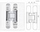 HLMOptimo 6inch Hidden Door Hinges Invisible Hinges Concealed Hinges Zinc Alloy 180 Degree Swing Hinge 3 Way Adjustable Butt Hinge 6 x 25 x 1 inch Silver Pack of 1