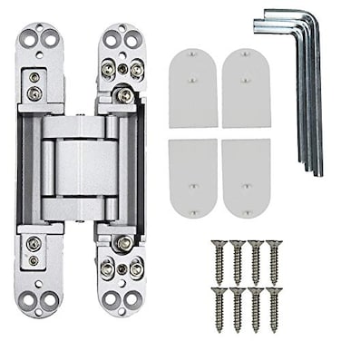 HLMOptimo 6inch Hidden Door Hinges Invisible Hinges Concealed Hinges Zinc Alloy 180 Degree Swing Hinge 3 Way Adjustable Butt Hinge 6 x 25 x 1 inch Silver Pack of 1