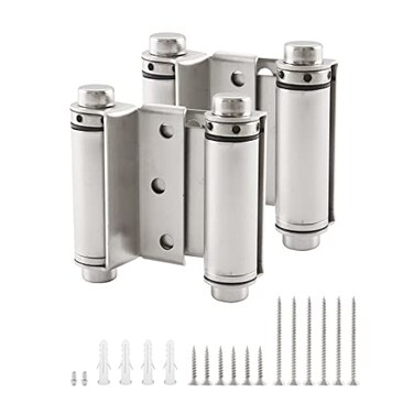 HOME MASTER HARDWARE 3 Double Action Spring Door Hinge Self Closing Door Swing Hinge with Screws for Saloon Bar Pub Swinging Cafe Doors Satin Nickel Finish 2 Pack