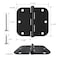 HOSOM 12 Pack Rounded Matte Black Door Hinges 35 x 35 inch with 58 Radius Black 3 12 Interior Door Hinges 3 x 3 Hardware