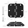HOSOM 12 Pack Rounded Matte Black Door Hinges 35 x 35 inch with 58 Radius Black 3 12 Interior Door Hinges 3 x 3 Hardware