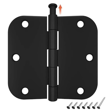 HOSOM 12 Pack Rounded Matte Black Door Hinges 35 x 35 inch with 58 Radius Black 3 12 Interior Door Hinges 3 x 3 Hardware