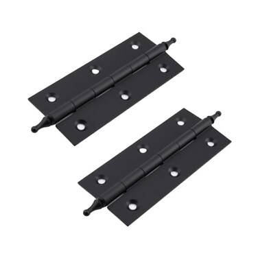 Mcredy Cabinet Hinges 35 Inch Matte Black Brass Door Hinges with Ball Finials Retro Style Gate Butt Hinge for Doors Office Hotel Bedroom 2 Pcs