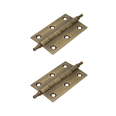 Mcredy Door Hinges 25 Inch Retro Brass Bronze Cabinet Hinges Loose Pin with Ball Finials for Kitchen Cabinets Hardware 2 Packs