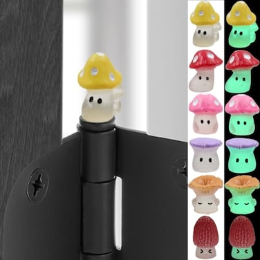 Wallertree Mushroom Hinge Head Home Decoration Set of 6 Glow in The Dark Hinge Heads Decorative Topper Magnetic Hinge Head Toppers