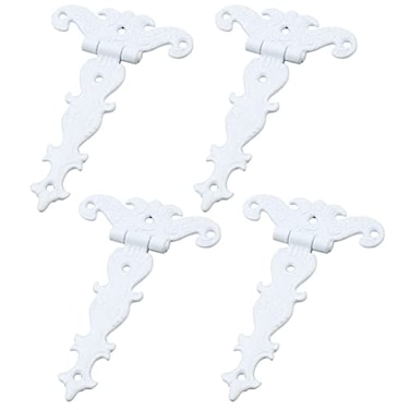 MY MIRONEY 445 x 272 Tee Hinge Zinc Alloy White Decorative TStrap Hinges Door Hinges with Screws Pack of 4
