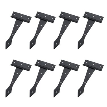 MY MIRONEY 8Pcs Strap Hinges Black Tee Hinges Decorative T Door Hinge Hardware Shed Gate Hinge with Screws 4Inch