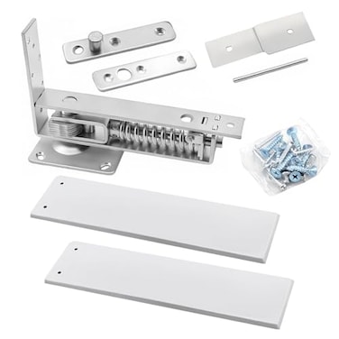 Ptazucv Double Action Spring Hinges Swinging Door Hinge Pivot Hingewith Cover Plateswith selfClosing and Stop for Wooden DoorsLoad Max 100lb Door