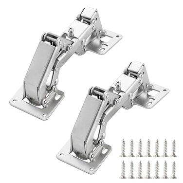 QRITY Qrity 2 Pcs Kitchen Cabinet Door Hinges 170 Degree Hidden Frameless Hinges with Fixing Screws Large Angle Door Hinges