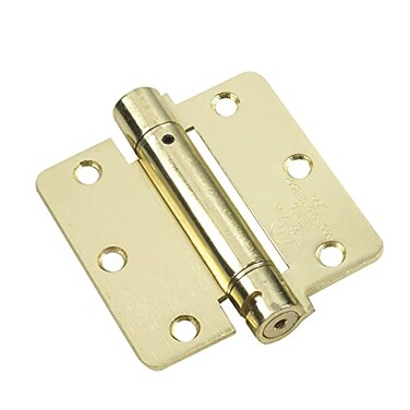 Richelieu 52821BR Onward 3 12inch 89 mm Full Mortise Adjustable Spring Butt Hinge for Exterior Door 14inch Radius Brass Finish