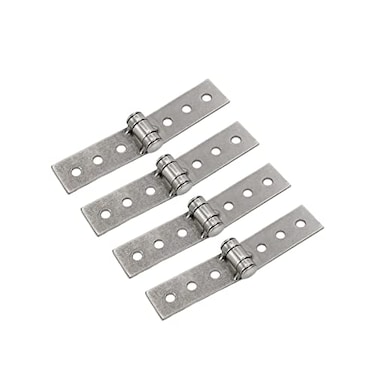 S SYDIEN 4Pcs 3 inch Silver Folding Butt Hinge Stainless Steel Furniture Door Window Hinges 6 Hole Small Hinges for Crafts Frameless Glass Window Hinge