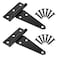 SANKINS 4 Inch TStrap Shed Door Hinges Heavy Duty Black Tee Gate Hinges for Wooden Fences Yard Door Barn Door Gates Wrought Hardware Rustproof 2Pack