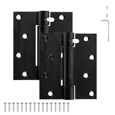 BYSOL Self Closing Door Hinge 3 inchesAuto Closing Spring Hinge with Adjustable Tension Thickened 304 Stainless Steel Heavy Duty Door Hinges with Mounting Screwdriver Hardware2 PackBlack Black